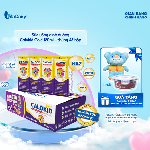  Sữa uống dinh dưỡng Calokid Gold 180ml - thùng 48 hộp - VitaDairy 