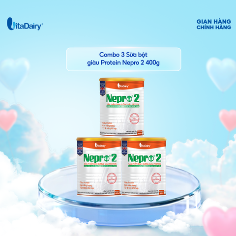  Combo 3 Sữa bột Nepro 2 400g, phù hợp với người cần lưu ý đến chức năng thận - VitaDairy 