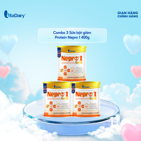  Combo 3 Sữa bột Nepro 1 Gold 400g, phù hợp với người cần lưu ý đường huyết và sức khỏe thận - VitaDairy 