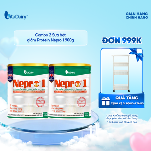  Combo 2 Sữa bột Nepro 1 900g, bổ sung dinh dưỡng cân đối với mức đạm hợp lý - VitaDairy 