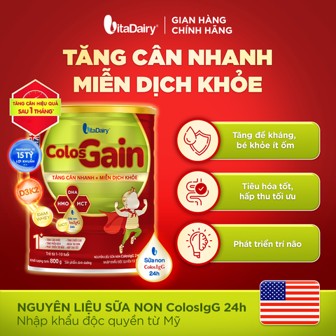  Sữa bột Colos Gain 1+ 800g 