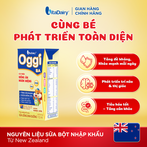  Sữa uống dinh dưỡng Oggi BA hương Váng sữa 110ml - thùng 48 hộp - VitaDairy 