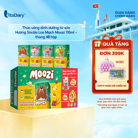  Thức uống dinh dưỡng từ sữa Hương Sôcôla Lúa Mạch Moozi 110ml - thùng 48 hộp 
