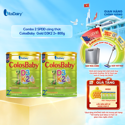  Combo 2 SPDD công thức Colosbaby Gold D3K2 2+ 800g - VitaDairy 