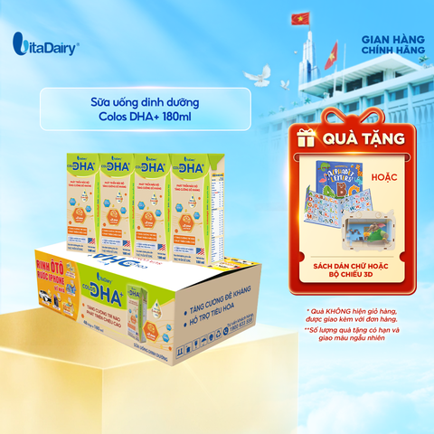  Sữa uống dinh dưỡng Colos DHA+ 180ml thùng 48 hộp - VitaDairy 