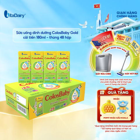  Sữa uống dinh dưỡng ColosBaby Gold cải tiến 180ml - thùng 48 hộp 