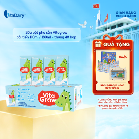  Sữa uống dinh dưỡng Vitagrow cải tiến 180ml - thùng 48 hộp 