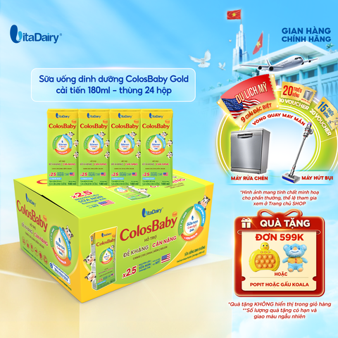  Sữa uống dinh dưỡng ColosBaby Gold cải tiến 180ml - thùng 24 hộp 