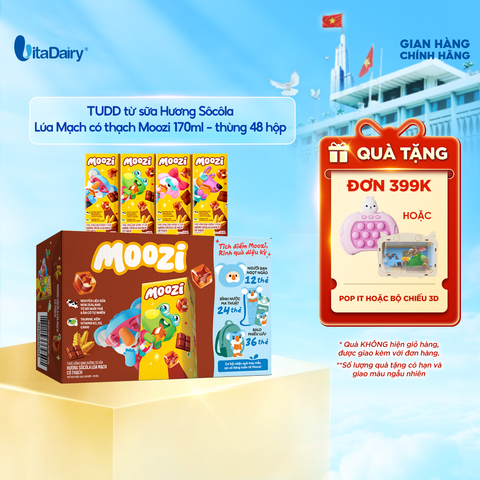  Thức uống dinh dưỡng từ sữa Hương Sôcôla Lúa Mạch có thạch Moozi 170ml - Thùng 48 hộp 