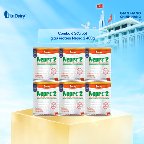  Combo 6 Sữa bột Nepro 2 400g, bổ sung dinh dưỡng cân đối với mức đạm hợp lý - VitaDairy 