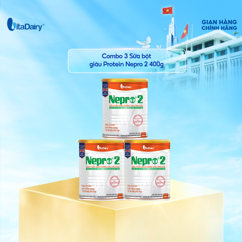  Combo 3 Sữa bột Nepro 2 400g, phù hợp với người cần lưu ý đến chức năng thận - VitaDairy 
