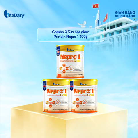  Combo 3 Sữa bột Nepro 1 Gold 400g, phù hợp với người cần lưu ý đường huyết và sức khỏe thận - VitaDairy 