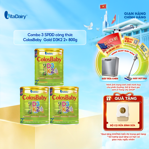  Combo 3 SPDD công thức Colosbaby Gold D3K2 2+ 800g 