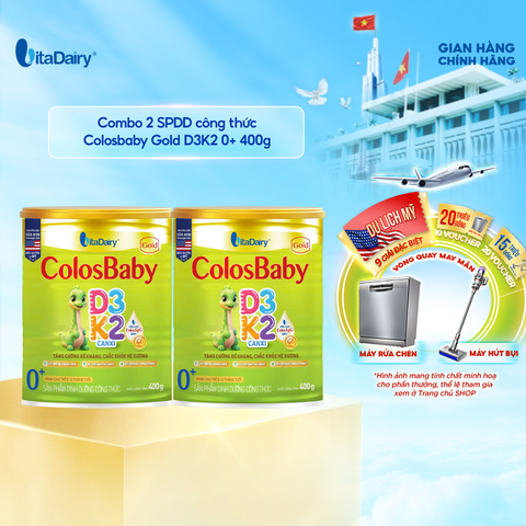  Combo 2 SPDD công thức Colosbaby Gold D3K2 0+ 400g 
