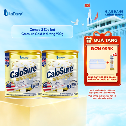  Combo 2 Sữa bột dùng cho chế độ ăn đặc biệt Calosure Gold 900g (ít đường) - Vitadairy 