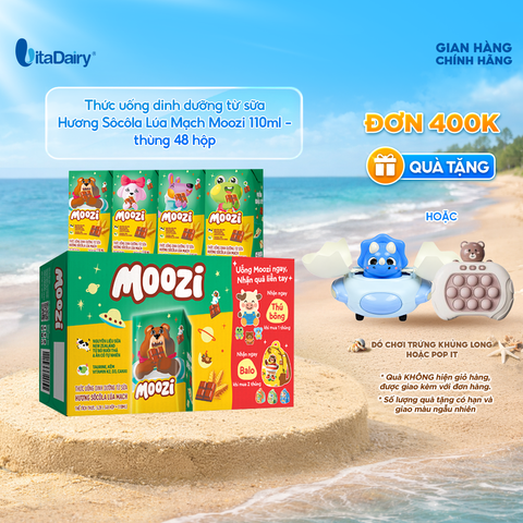  Thức uống dinh dưỡng từ sữa Hương Sôcôla Lúa Mạch Moozi 110ml - thùng 48 hộp 