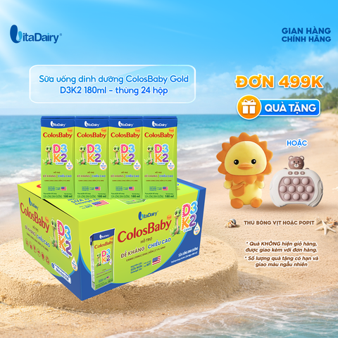  Sữa uống dinh dưỡng ColosBaby Gold D3K2 180ml - thùng 24 hộp 