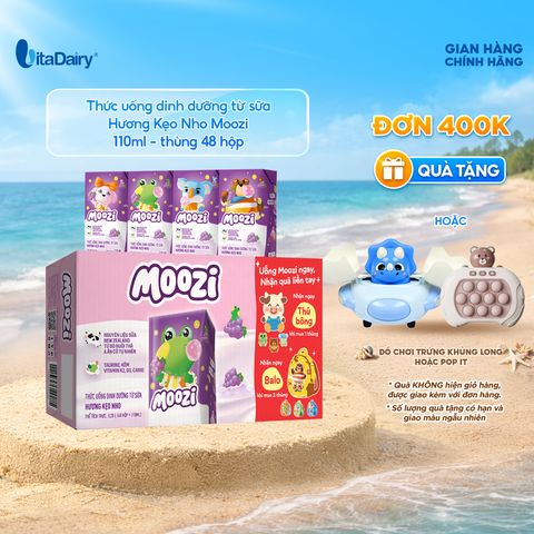  Thức uống dinh dưỡng từ sữa Hương Kẹo Nho Moozi 110ml - thùng 48 hộp 