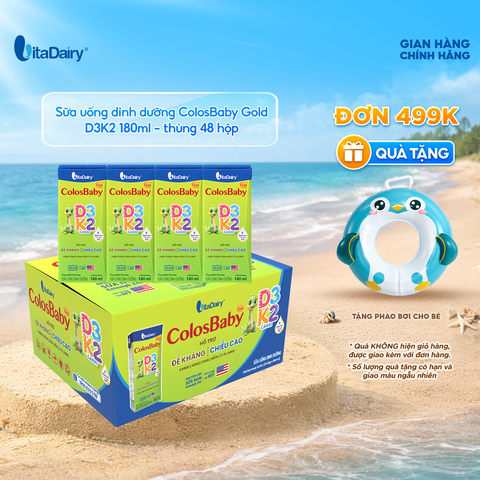  Sữa uống dinh dưỡng ColosBaby Gold D3K2 180ml - thùng 48 hộp 