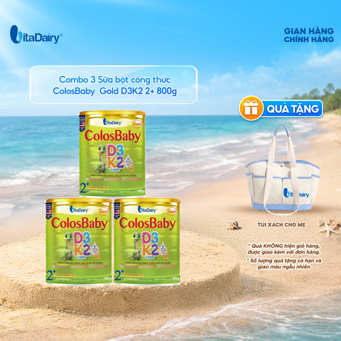  Combo 3 SPDD công thức Colosbaby Gold D3K2 2+ 800g 