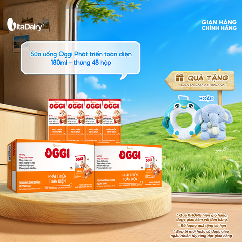  Combo 2 Sữa uống dinh dưỡng Oggi Phát triển toàn diện 180ml - Thùng 48 hộp 