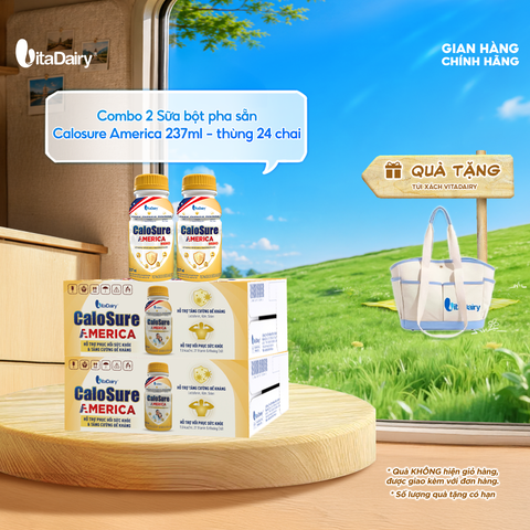  Combo 2 Sữa bột pha sẵn Calosure America - thùng 24 chai 237ml - VitaDairy 