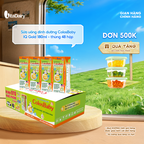  Sữa uống dinh dưỡng ColosBaby IQ Gold 180ml - thùng 48 hộp - VitaDairy 