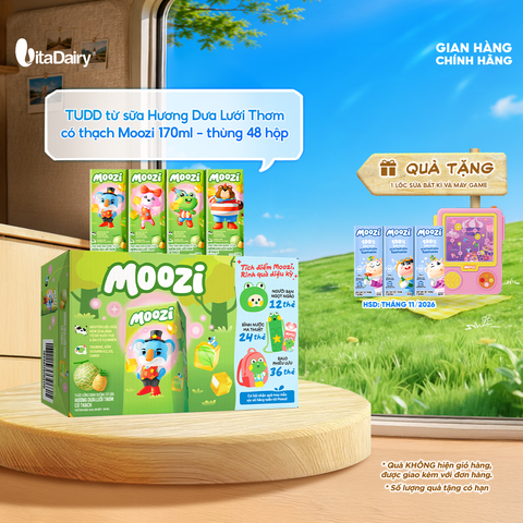  Thức uống dinh dưỡng từ sữa Hương Dưa Lưới Thơm có thạch Moozi 170ml - Thùng 48 hộp 