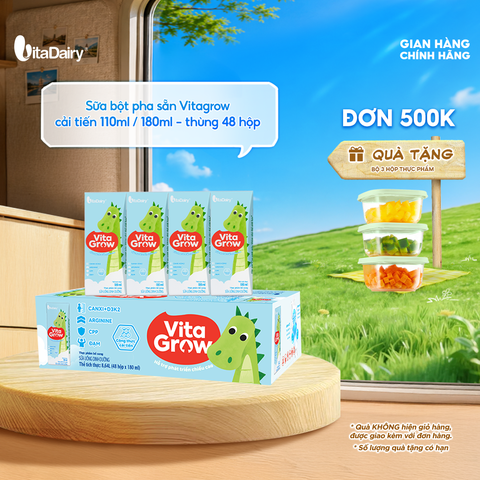  Sữa uống dinh dưỡng Vitagrow cải tiến 180ml - thùng 48 hộp 