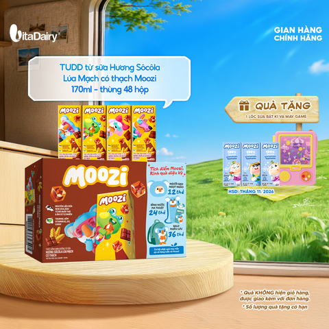  Thức uống dinh dưỡng từ sữa Hương Sôcôla Lúa Mạch có thạch Moozi 170ml - Thùng 48 hộp 