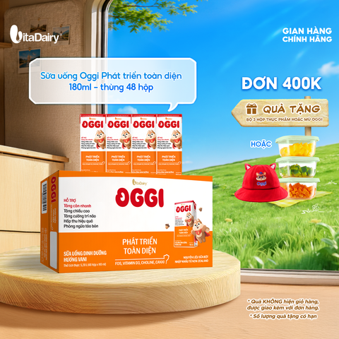  Sữa uống dinh dưỡng Oggi Phát triển toàn diện 180ml - Thùng 48 hộp - VitaDairy 