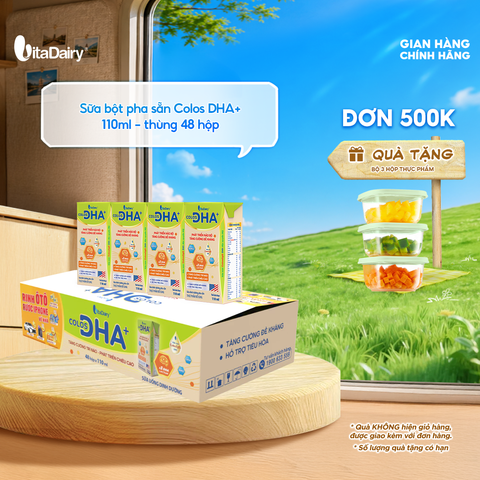  Sữa uống dinh dưỡng Colos DHA+ 110ml - Thùng 48 hộp - VitaDairy 