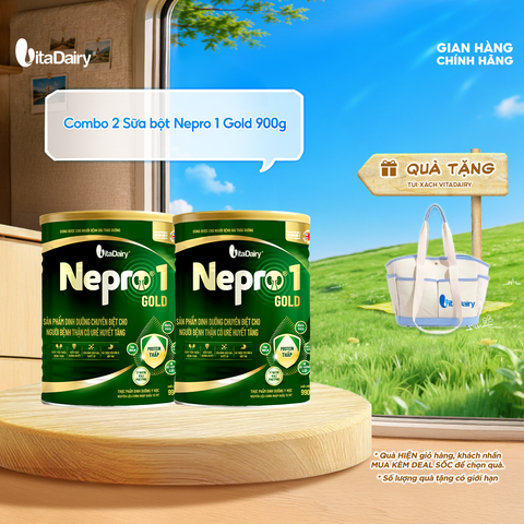  [COMBO 2 LON] Sữa bột Nepro 1 Gold - Phù hợp chế độ dinh dưỡng đặc biệt (dành cho người tiểu đường) - Lon 900g 