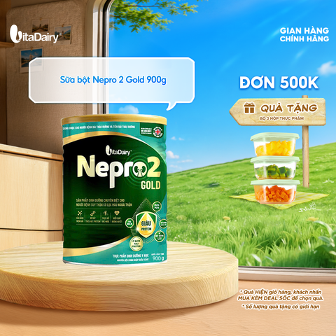  Sữa bột Nepro 2 Gold 900g - Phù hợp cho người bệnh suy thận có lọc máu ngoài, bổ sung dinh dưỡng 