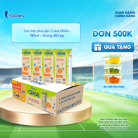  Sữa uống dinh dưỡng Colos DHA+ 180ml - thùng 48 hộp - VitaDairy 