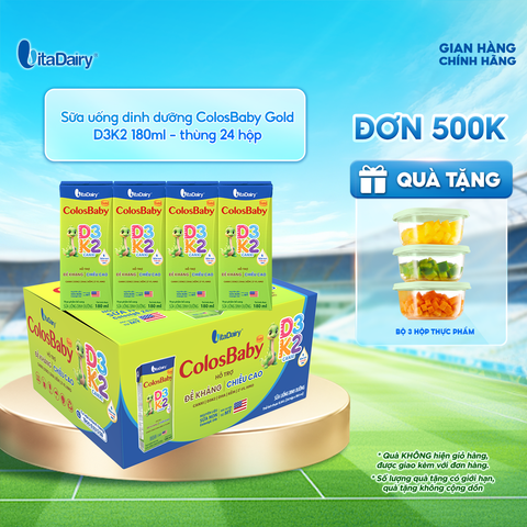  Sữa uống dinh dưỡng ColosBaby Gold D3K2 180ml - thùng 24 hộp 