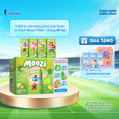  Thức uống dinh dưỡng từ sữa Hương Dưa Lưới Thơm có thạch Moozi 170ml - Thùng 48 hộp 