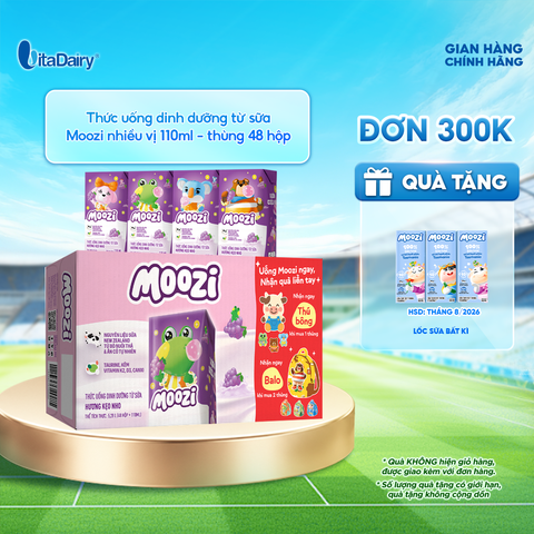  Thức uống dinh dưỡng từ sữa Hương Kẹo Nho Moozi 110ml - thùng 48 hộp 