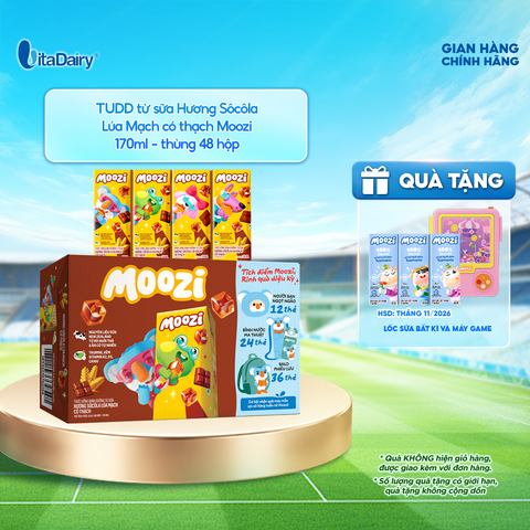  Thức uống dinh dưỡng từ sữa Hương Sôcôla Lúa Mạch có thạch Moozi 170ml - Thùng 48 hộp 