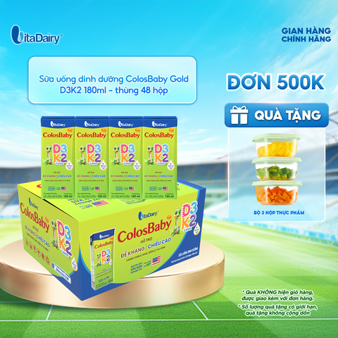  Sữa uống dinh dưỡng ColosBaby Gold D3K2 180ml - thùng 48 hộp 