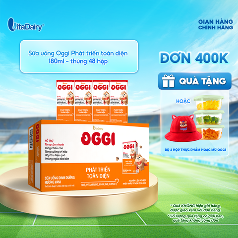  Sữa uống dinh dưỡng Oggi Phát triển toàn diện 180ml - Thùng 48 hộp - VitaDairy 