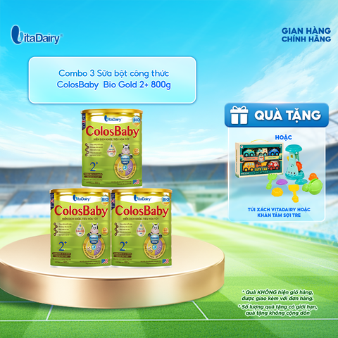  Combo 3 Sữa bột Colobaby Bio Gold 2+ 800g có chứa sữa non hỗ trợ cải thiện hệ tiêu hóa khỏe mạnh - VitaDairy 