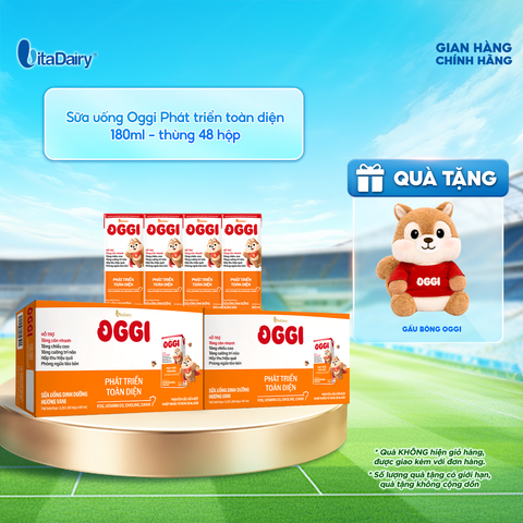  Combo 2 Sữa uống dinh dưỡng Oggi Phát triển toàn diện 180ml - Thùng 48 hộp 