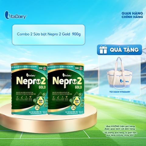  [COMBO 2 LON] Sữa bột Nepro 2 Gold - Phù hợp cho người bệnh suy thận có lọc máu ngoài - Lon 900g 
