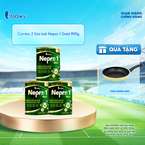  [COMBO 3 LON] Sữa bột Nepro 1 Gold - Phù hợp chế độ dinh dưỡng đặc biệt (dành cho người tiểu đường) - Lon 900g 