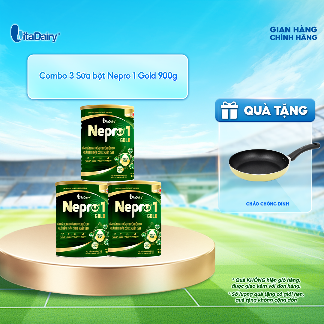  [COMBO 3 LON] Sữa bột Nepro 1 Gold - Phù hợp chế độ dinh dưỡng đặc biệt (dành cho người tiểu đường) - Lon 900g 