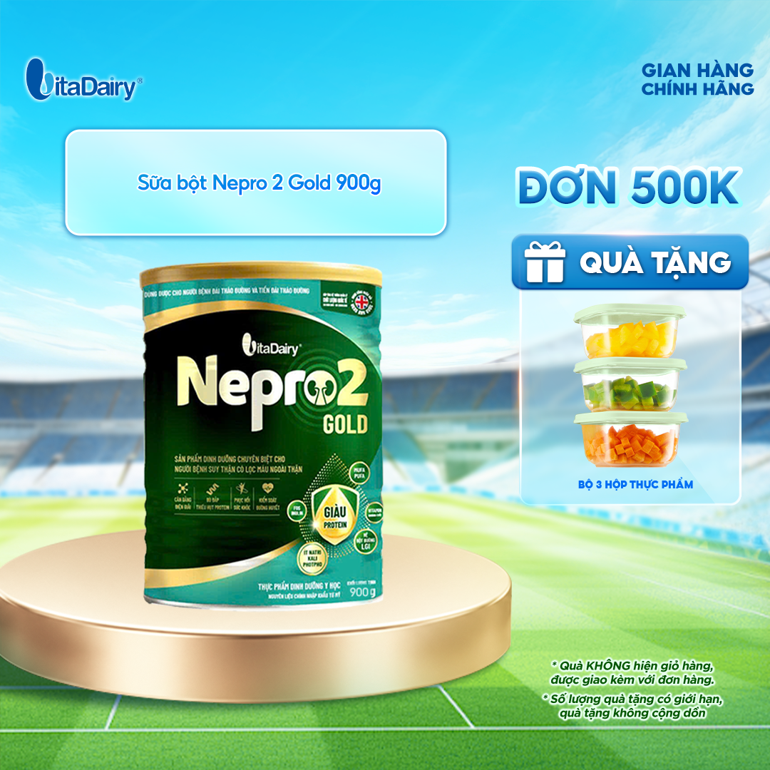  Sữa bột Nepro 2 Gold 900g - Phù hợp cho người bệnh suy thận có lọc máu ngoài, bổ sung dinh dưỡng 