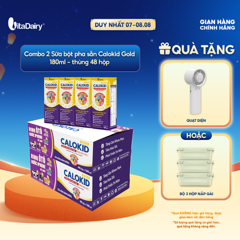  [COMBO 2 THÙNG 48 HỘP] Thức uống dinh dưỡng Calokid Gold 180ml - Thơm ngon dễ uống, Bé thích mê 