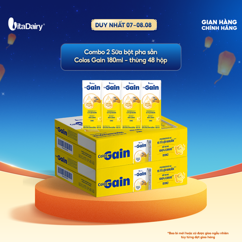  [COMBO 2 THÙNG] Sữa uống dinh dưỡng Colos Gain 180ml - Thùng 48 hộp - VitaDairy 