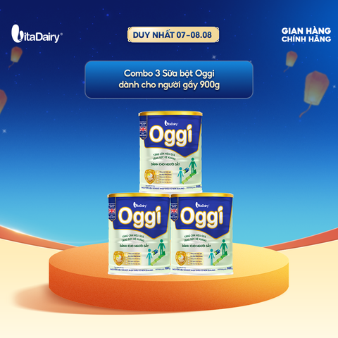  [COMBO 3 LON] Sữa bột Oggi dành cho người gầy - Bổ sung năng lượng, hỗ trợ tăng cân khoẻ - Lon 900g 